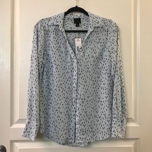 NWT Worthington Turquoise and Black Speck Blouse
